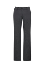 Ladies Barlow Pant in grey, size 12; mid-rise fit, jacquard weave, tapered leg, and practical side pockets.