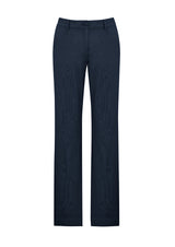 Navy Ladies Barlow Pants in size 12, featuring a mid-rise fit, tapered legs, and two side pockets for modern versatility.