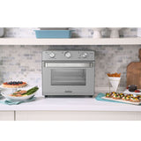 Sleek stainless steel Sunbeam Oven + Air Fryer, 22L multi-function appliance for healthy cooking and versatile meal preparation.