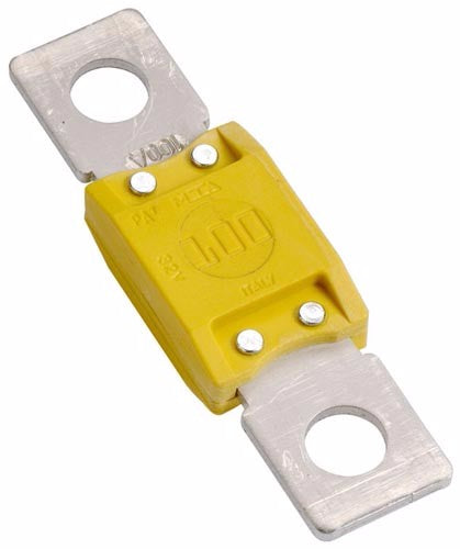 100A yellow fuse by Projecta, designed for reliable battery management and circuit protection in automotive and marine applications.