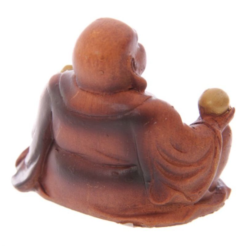 Set of 24 assorted mini Buddha figures in wood effect, perfect for home decor, gifts, and collectible enthusiasts.