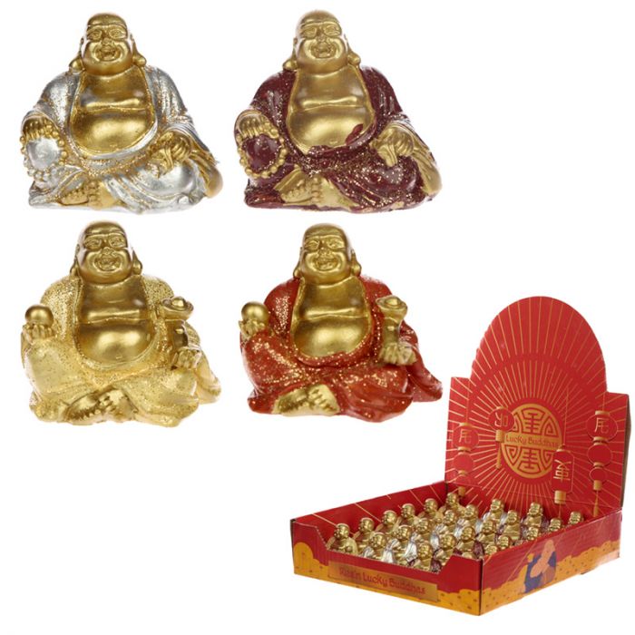 Mini Glitter Lucky Buddha Collectable - Set of 24