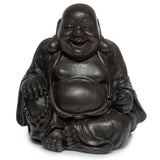 Set of 12 assorted 6cm wood effect Buddha ornaments symbolizing peace and tranquility for home decor.