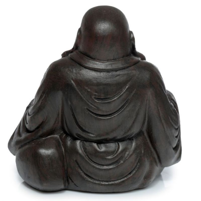 Set of 12 assorted 6cm wood effect Buddha ornaments, embodying serenity and elegance for home decor.