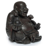 Set of 12 assorted 6cm wood effect Buddha ornaments, promoting tranquility and enhancing home décor with serene elegance.