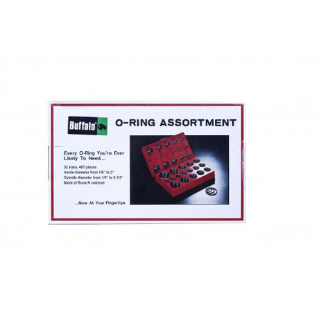 O Ring Assortment Oring407, 407-piece SAE set with 32 sizes, perfect for automotive, air tools, and general repairs.