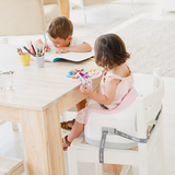 3-in-1 Bumbo Multi Seat in Slate Grey, serving as a floor, booster, and feeding seat with foam cushioning and retractable straps.