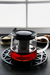 Brew Infusion Teapot with PP Lid, 600ml, durable borosilicate glass, ergonomic handle, perfect for tea lovers.