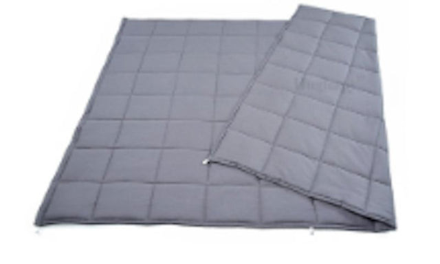 Graphite weighted blanket providing deep touch pressure for enhanced relaxation and improved sleep quality.