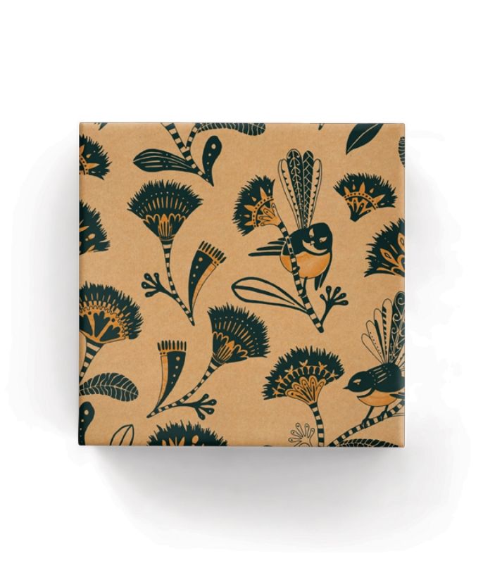 Wrapping Paper - 60cm Fantail on Kraft Wrap