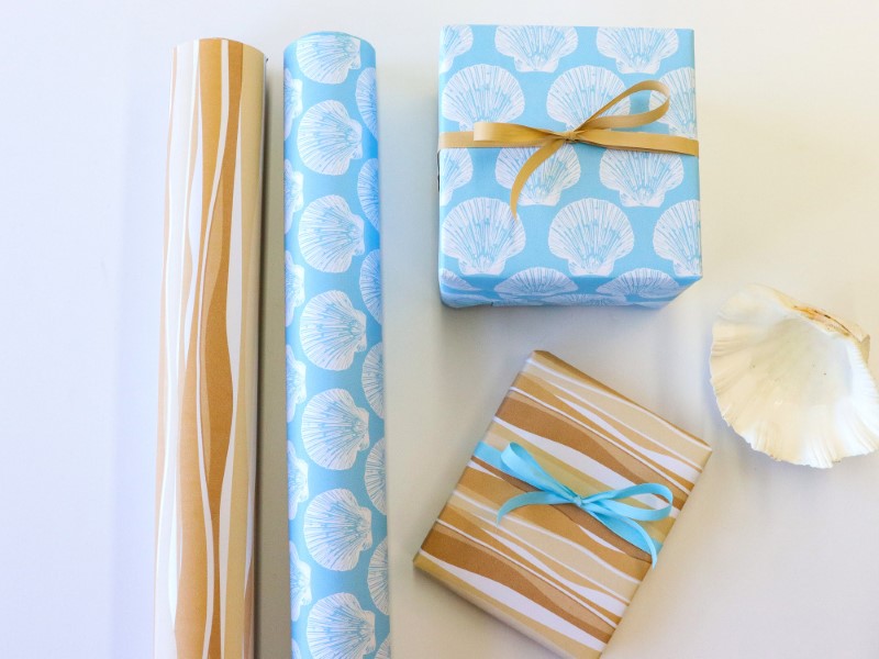 Wrapping Paper - 60cm Scollop Shells on Matte Wrap Blue