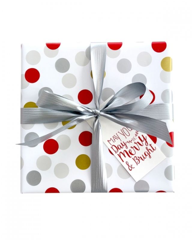 Wrapping Paper - 76cm Multi Spot Gold Silver Red