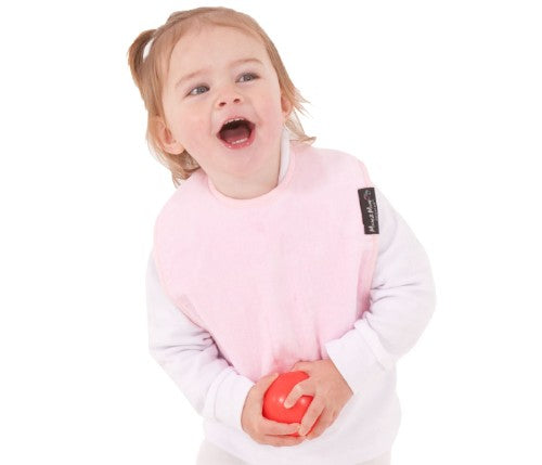 Standard Wonder Bib in Baby Pink, 100% cotton, super-absorbent, water-resistant, perfect for keeping babies clean and dry.