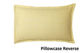 Single bed duvet set in bamboo silver, featuring a floral design, hypoallergenic fabric, and a vibrant yellow reverse side.