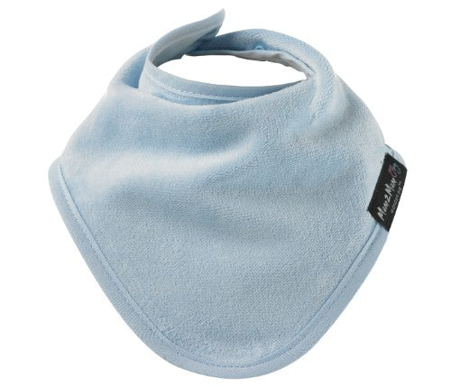 Baby Blue Bandana Wonder Bib featuring ultra-absorbent toweling and water-resistant backing for stylish, dry mealtime protection.