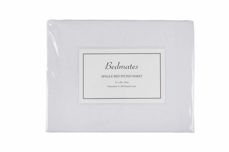 King Sheet Set in White, featuring soft polyester cotton, includes flat sheet, fitted sheet, and two pillowcases for elegant bedding.