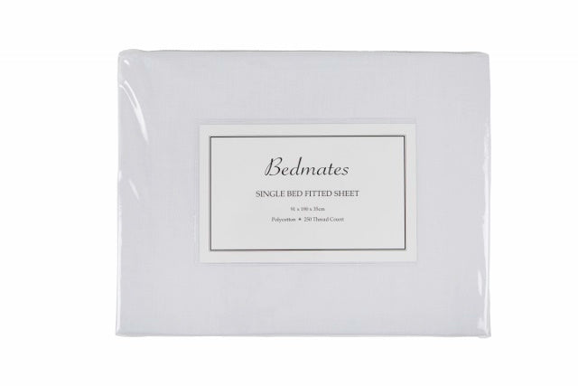 Single Sheet Set - Bedmates Polyester Cotton - White