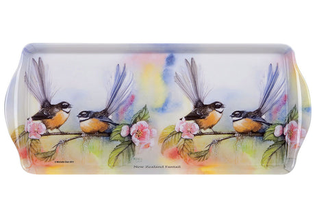 Kiwiana tray featuring a Fantail design, perfect for serving snacks or as a decorative piece, celebrating NZ native wildlife.