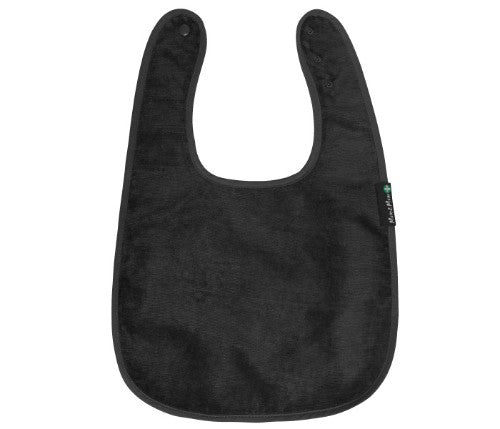 Stylish black feeding apron with back opening, 100% cotton, waterproof, adjustable, perfect for mealtime protection.