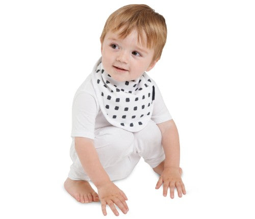 Bamboo Bandana Bib featuring a reversible planes and blue stripe design, crafted from moisture-wicking, eco-friendly materials.