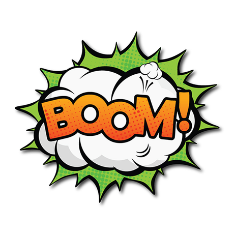 Vibrant Pop Art "Boom" wall art on 4mm MDF, showcasing bold colors and dynamic textures for modern decor.