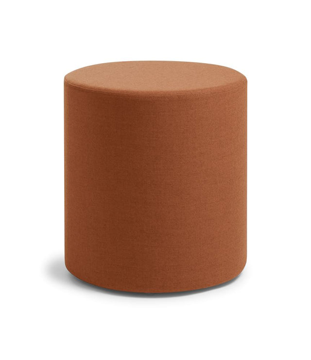 Upholstered Ottoman Buzz in Dolly Flame with foam padding, non-slip feet, and elegant design for versatile seating or accent use.