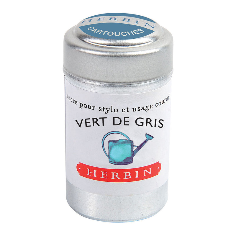 Herbin Writing Ink Cartridge Vert de Gris, Pack of 6