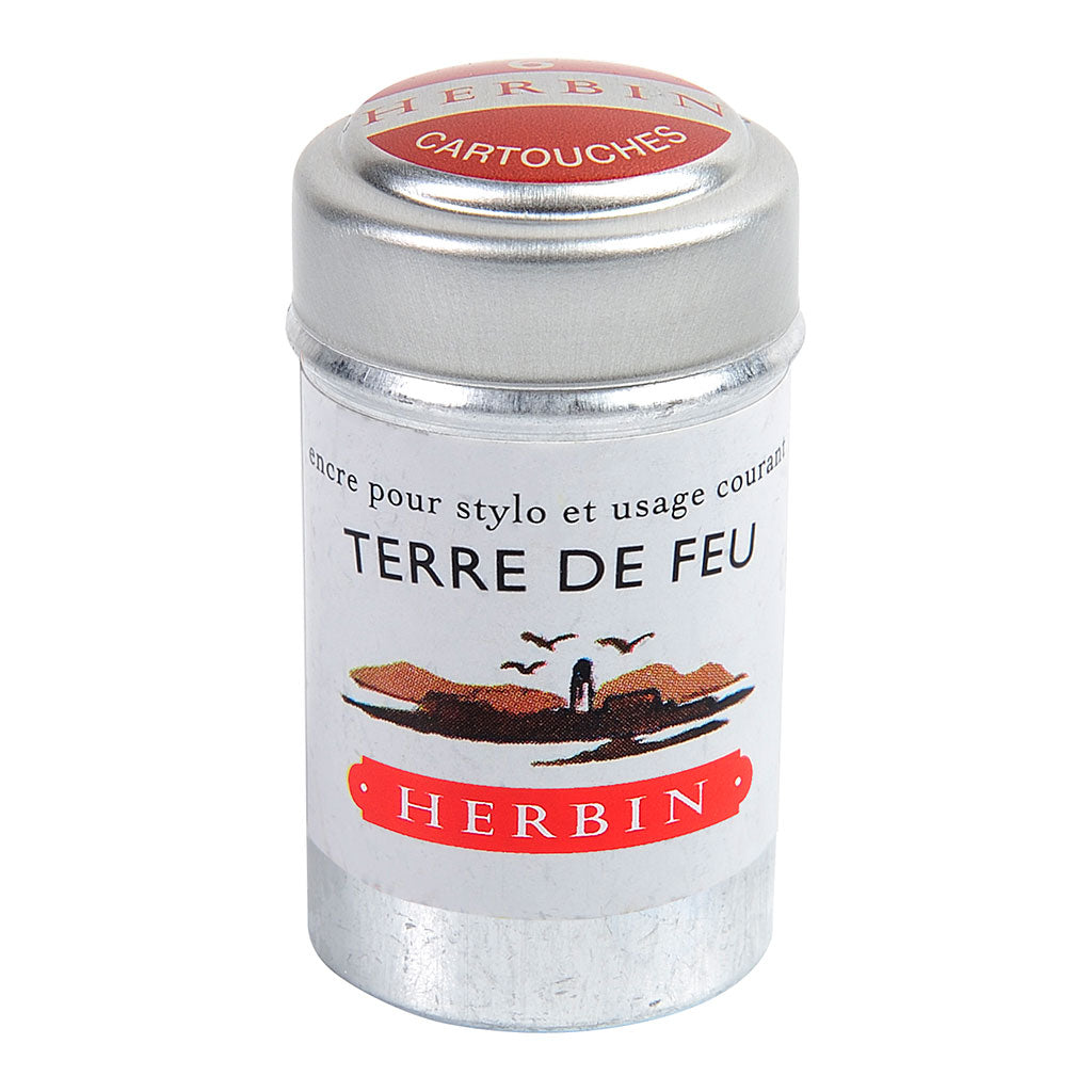 Herbin Writing Ink Cartridge Terre de Feu, Pack of 6