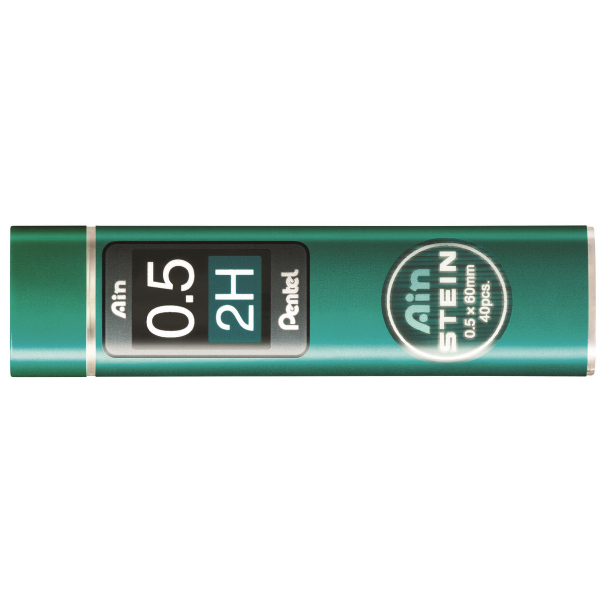 Pentel Ain Stein 2H 0.5mm leads in eco-friendly tube, durable and precise for all writing needs, includes 12 units of 40 leads each.