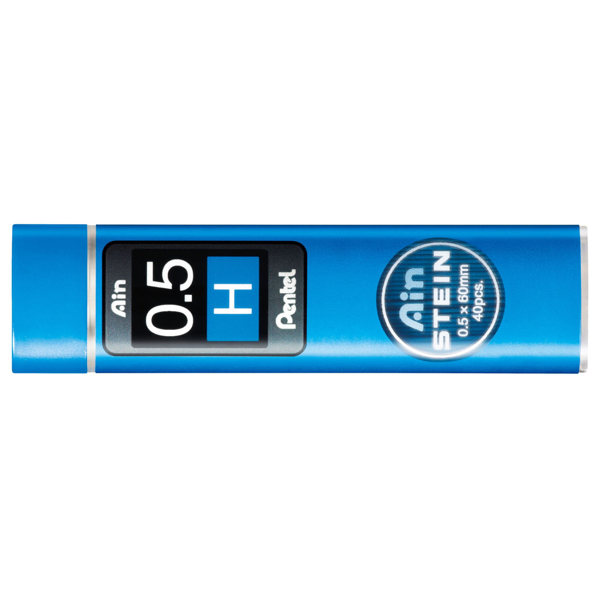 Pentel Ain Stein 0.5mm mechanical pencil leads in a swivel-top tube, featuring durable honeycomb structure; eco-friendly packaging.