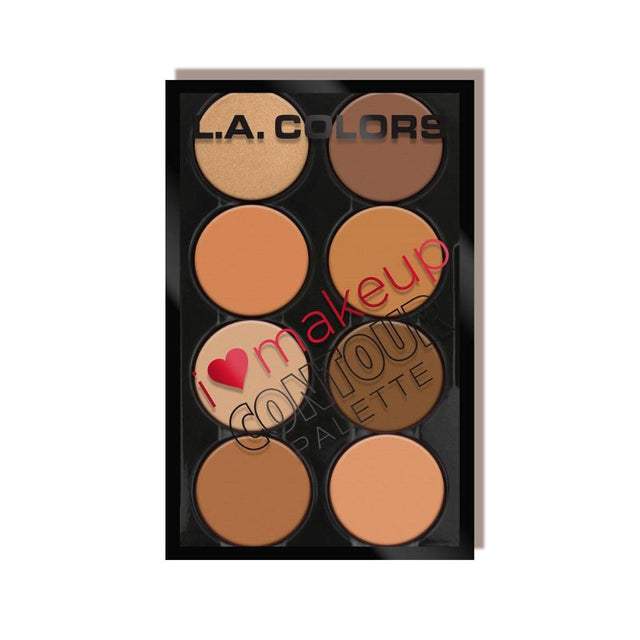 I Heart Makeup Contour Palette featuring eight blendable shades for sculpting, defining, and highlighting all skin tones.