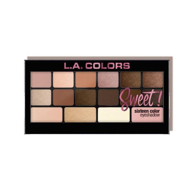 LA Colors 16 Colour Eyeshadow Palette in Charming featuring 16 versatile shades, including matte, shiny, and shimmery finishes.