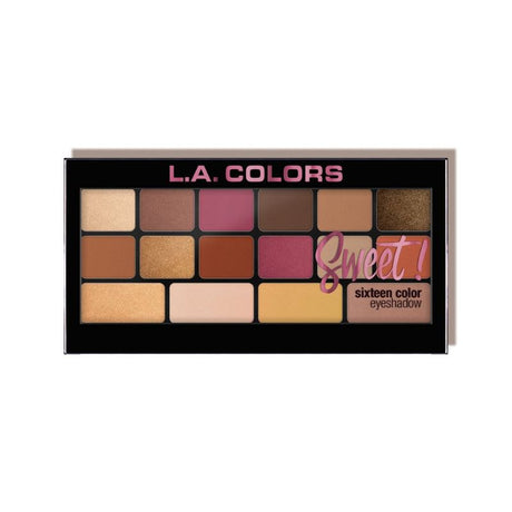 LA Colors Sweet! Brave Eyeshadow Palette featuring 16 vibrant shades for versatile eye makeup looks, perfect for any occasion.