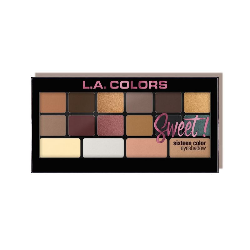 LA Colors Sweet! 16 Colour Eyeshadow Palette in Seductive features 16 pigmented shades for versatile, creative eye looks.