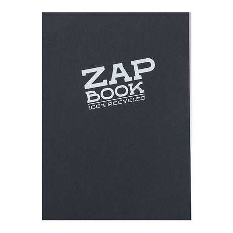 A5-sized Zap Book in black, made from 100% recycled paper, perfect for notes and sketches on-the-go.