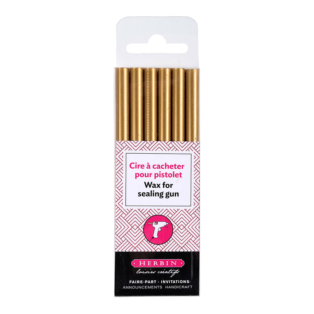 Herbin Wax Gun Sticks Gold, Pack of 6