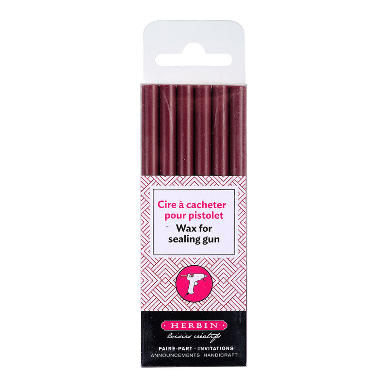 Herbin Wax Gun Sticks Burgundy, Pack of 6