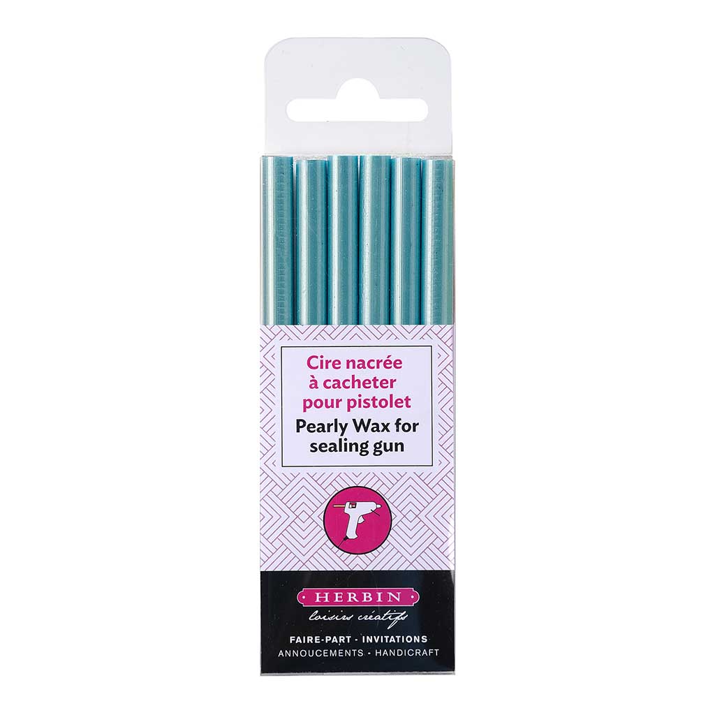 Herbin Wax Gun Sticks Pearly Azure Blue, Pack of 6