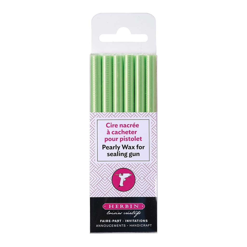 Herbin Wax Gun Sticks Pearly Green, Pack of 6