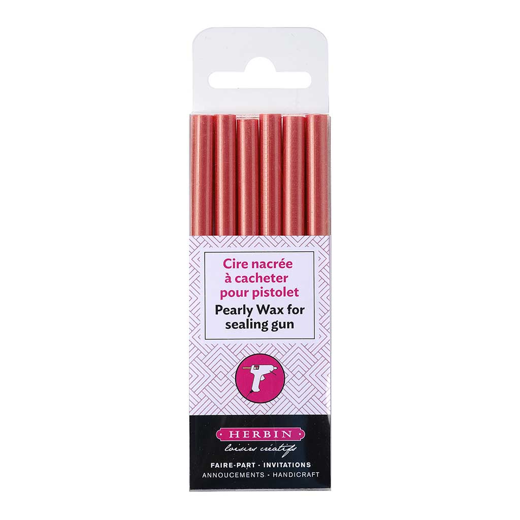 Herbin Wax Gun Sticks Pearly Antique Rose, Pack of 6