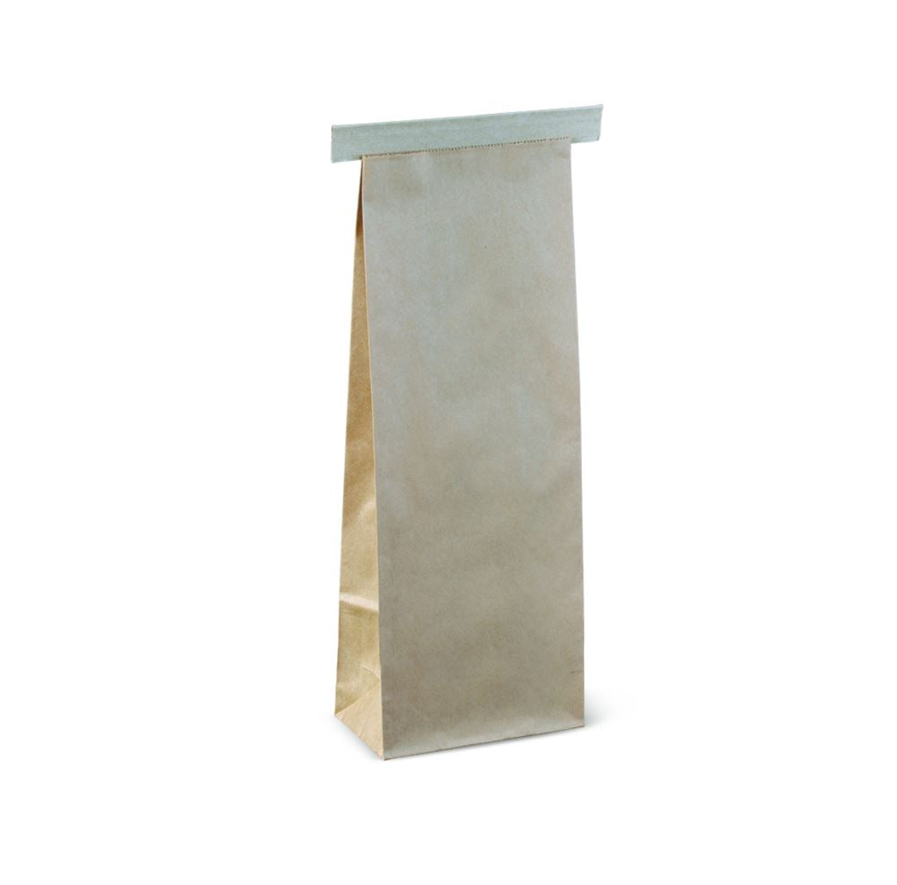Brown 500G tin tie bags, pack of 50, designed for freshness and resealability, ideal for dry food storage.