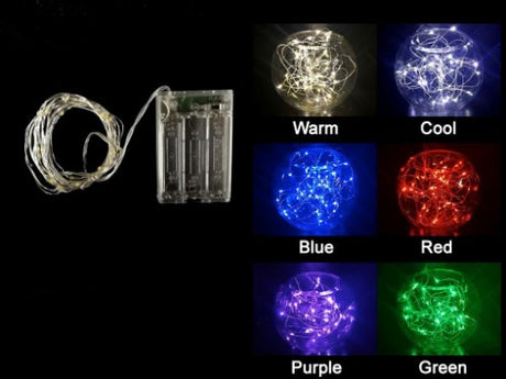 Silver string Christmas lights in vibrant green, 3m long with two functions, ideal for festive indoor and outdoor decor.