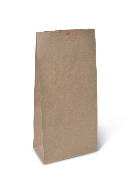 Heavy Duty Paper Bags in brown, 390 x 185 x 100 mm, pack of 50; sturdy, eco-friendly, freestanding for easy loading.
