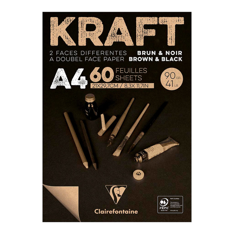 Clairefontaine Kraft Pad Brown Black A4 60sh