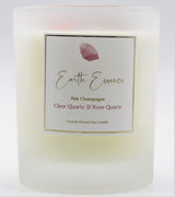 Soy Wax Candle - Crystal Pink Champagne with crystals and rose petals, elegant design, 40-hour burn time, 9.3cm height.