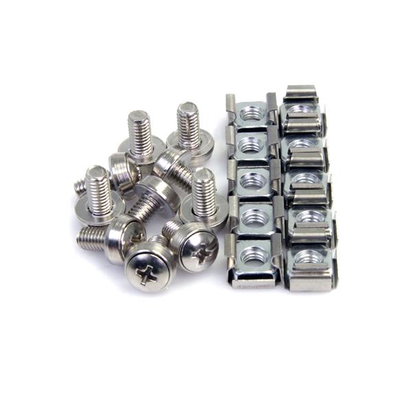 100 M6 mounting screws and cage nuts for secure server rack installation, includes installation tool and lifetime warranty.