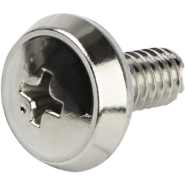 Nickel-plated 12-24 server rack screws, 50 pack, ideal for securing servers and network equipment in server racks.