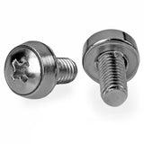 Nickel-plated 12-24 server rack screws, 50 pack, perfect for secure installation of servers and network equipment.