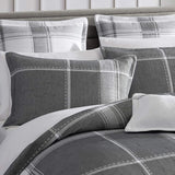 Super King Duvet Cover Set in Cannon Charcoal, featuring a subtle check pattern and soft cotton-polyester blend fabric.