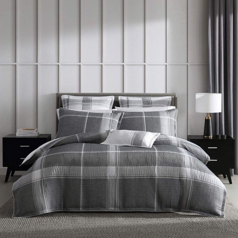 Super King Duvet Cover Set -Cannon Charcoal by Private Collection